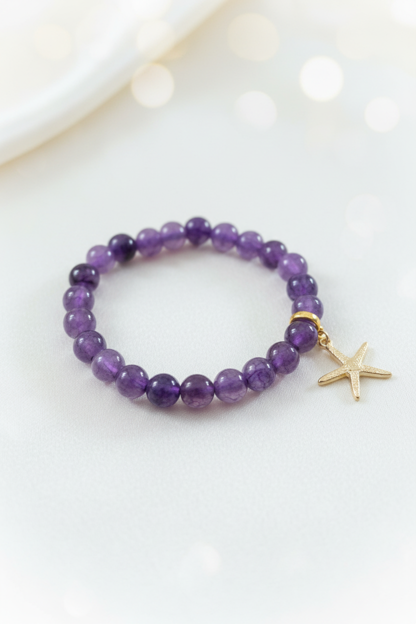 Amethyst Starfish Bracelet – Studio Product Shot