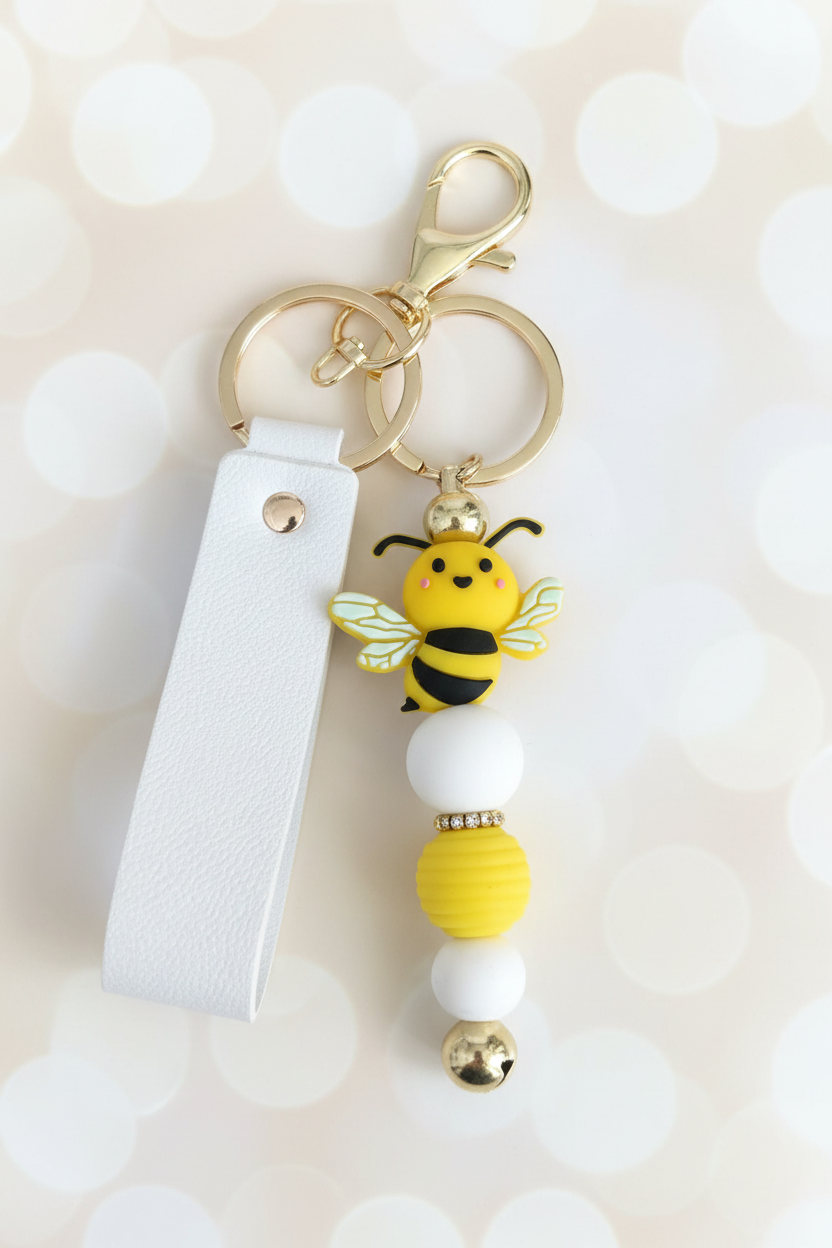 Bumblebee Keychain – Pastel Cream Bokeh