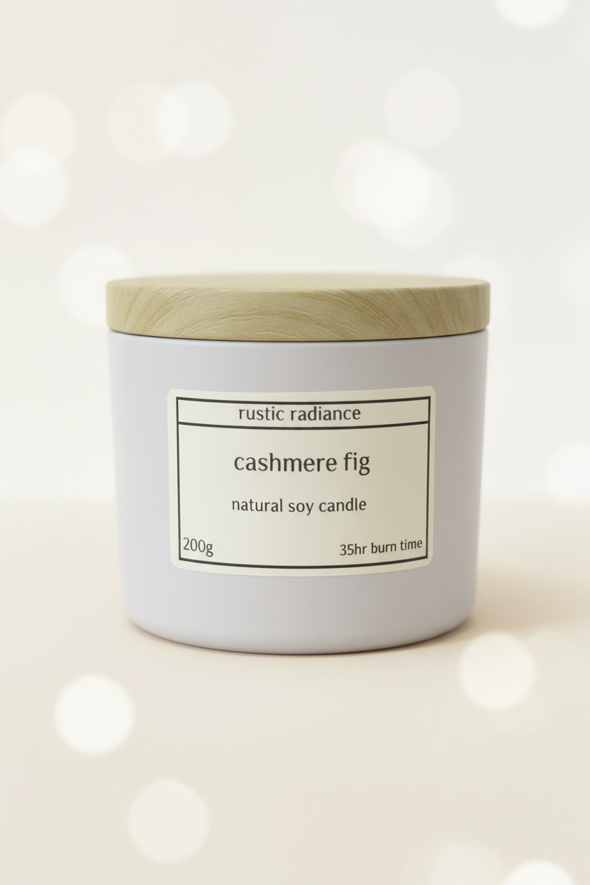 Cashmere Fig White Jar Candle – Pastel Cream Bokeh