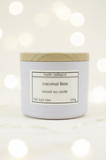 Coconut Lime White Jar Candle – Pastel Cream Bokeh