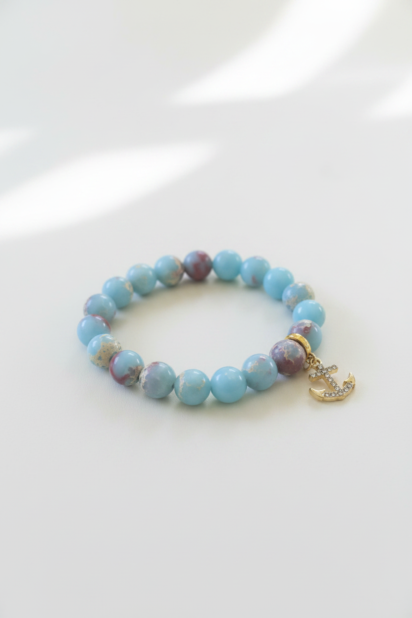 Crystal Anchor Bracelet Sky Blue – Studio Product Shot
