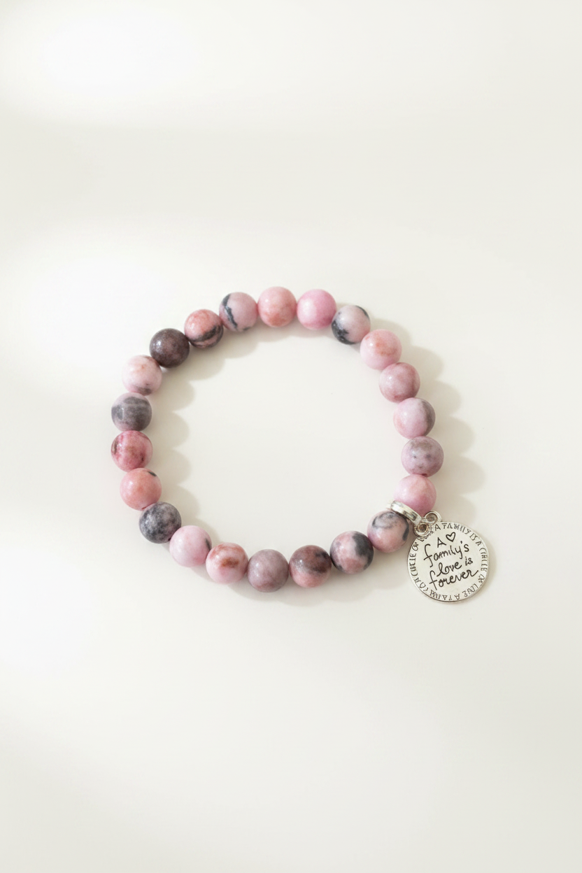 Family Love Forever Bracelet Pink Mauve – Studio Product Shot