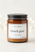 French Pear Amber Jar Candle – Pastel Cream Bokeh