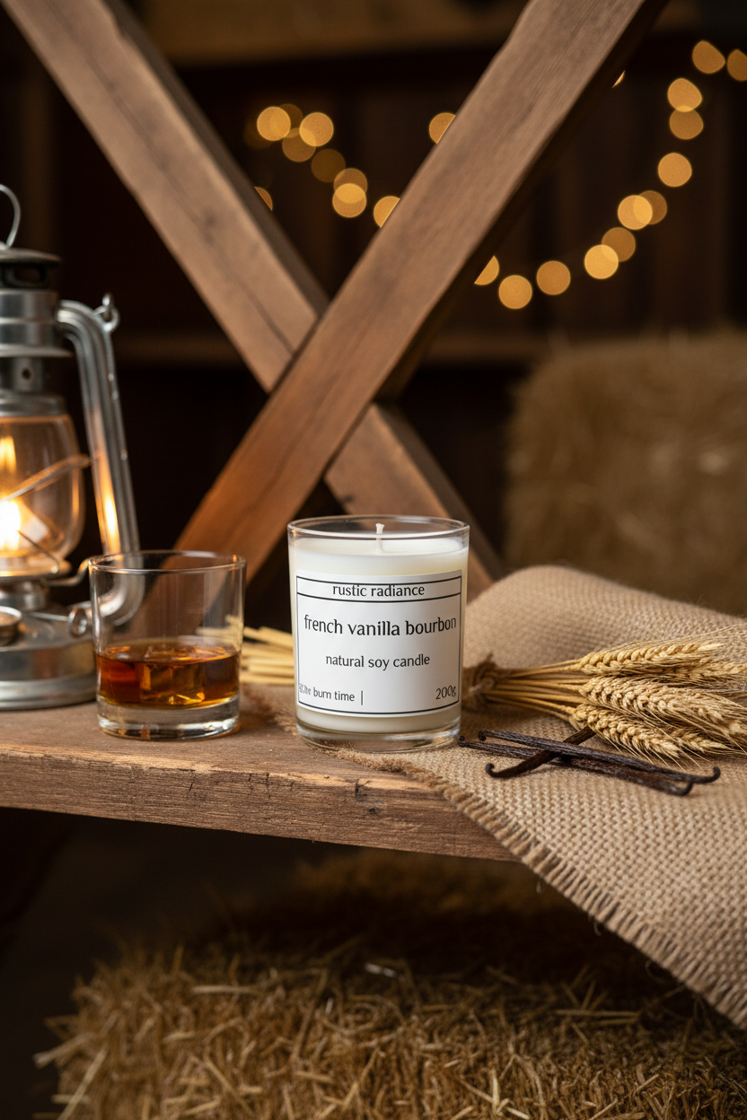 French Vanilla Bourbon Candle Rustic Barn