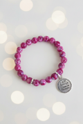 Fuchsia Marble Family Love Bracelet – Pastel Cream Bokeh