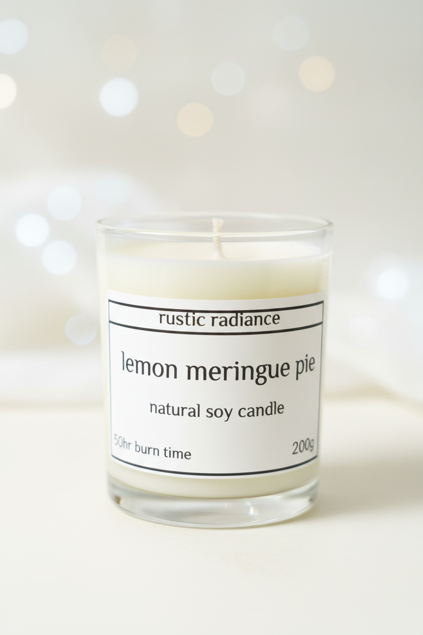 Lemon Meringue Pie Soy Candle – Pastel Cream Bokeh
