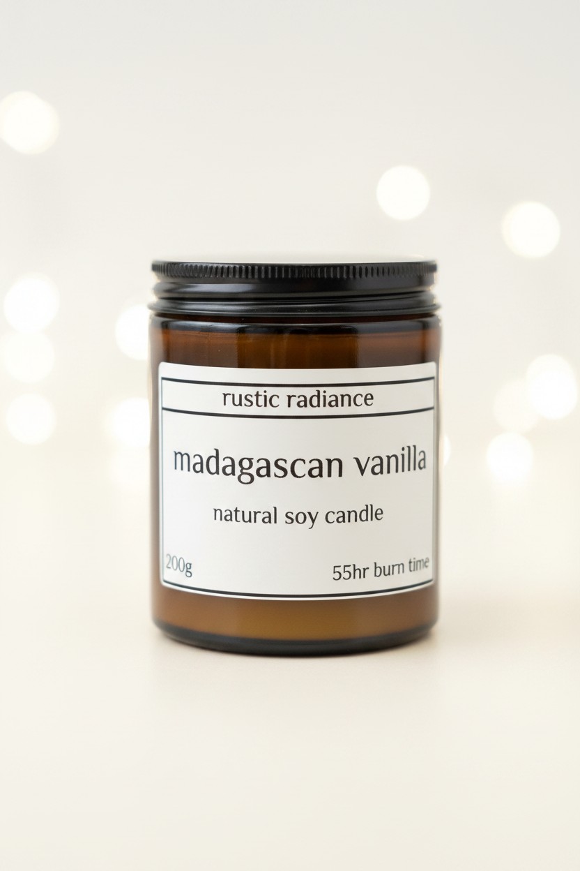 Madagascan Vanilla Amber Jar Candle – Pastel Cream Bokeh