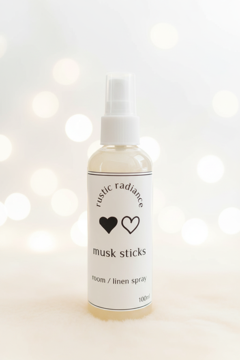 Musk Sticks Room Spray – Original Label, Pastel Cream Bokeh