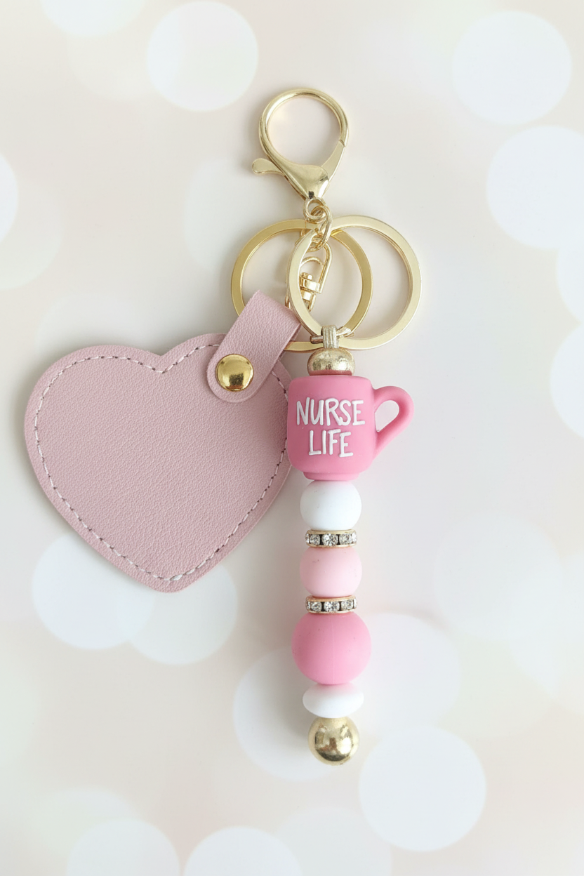 Nurse Life Keychain – Pastel Cream Bokeh