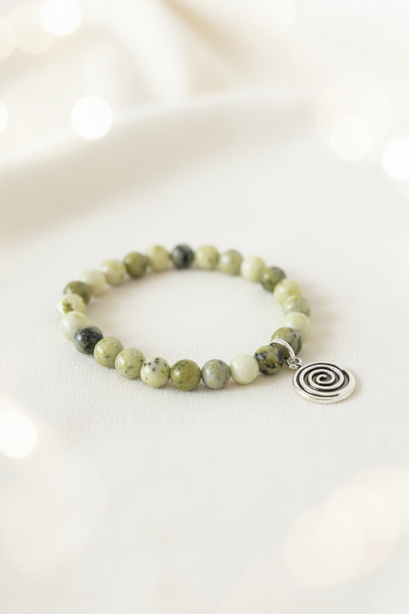 Olive Stone Spiral Bracelet – Studio Product Shot