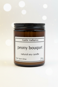 Peony Bouquet Amber Jar Candle – Pastel Cream Bokeh