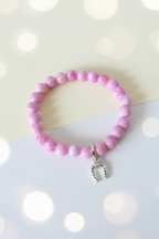 Pink Horseshoe Charm Bracelet – Pastel Cream Bokeh
