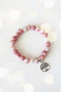 Rose Pink Tree of Life Bracelet – Pastel Cream Bokeh