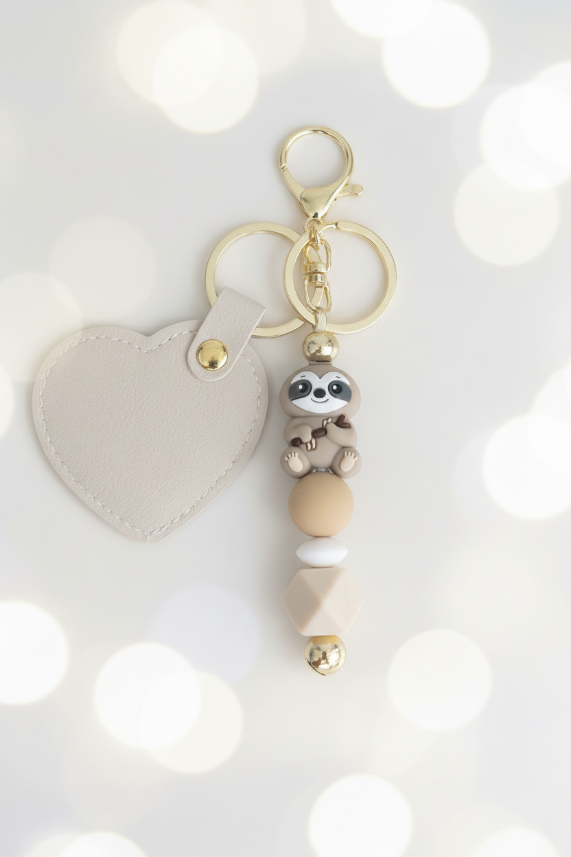 Sloth Keychain – Pastel Cream Bokeh