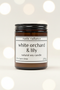 White Orchard & Lily Amber Jar Candle – Pastel Cream Bokeh